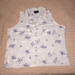 🌻charter Club floral lavender purple top blouse